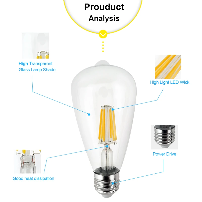 Винтажный светодиодный светильник Эдисона E27 4 Вт 6 8 220 В G45 A60|edison led bulb|led bulbedison |
