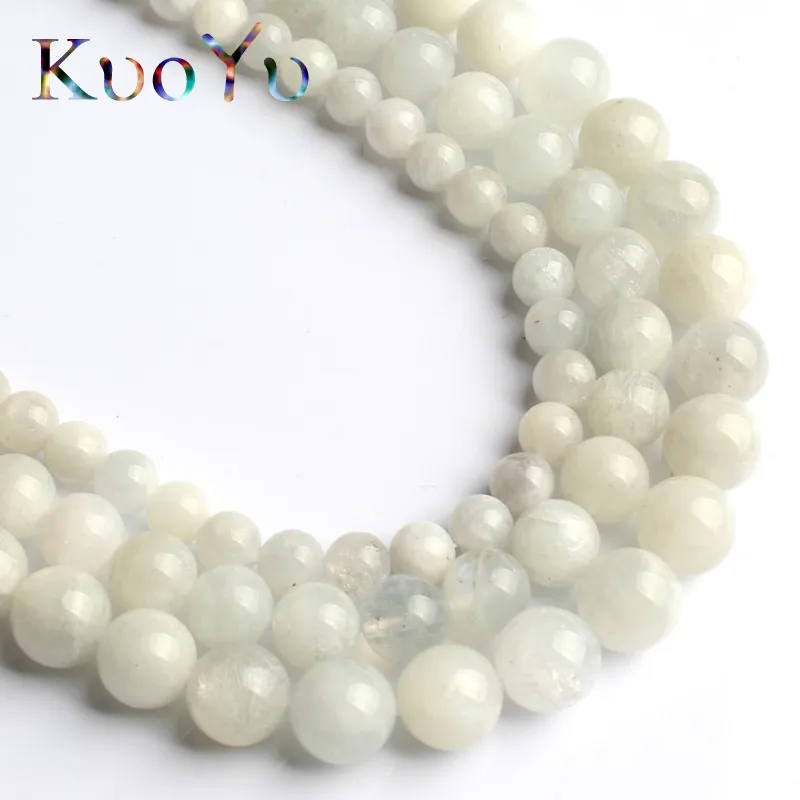 Натуральный камень Лунный Камень Бисер Круглые Гладкие бусины 15''strand 6/8/10 мм для самостоятельного изготовления ювелирных изделий браслет кулон Цепочки и ожерелья