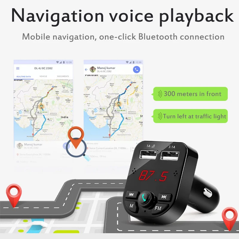 

Bluetooth fm transmitter Handsfree Car Kit Car Audio MP3 Player with 3.1A Quick Charge Dual USB Car Charger