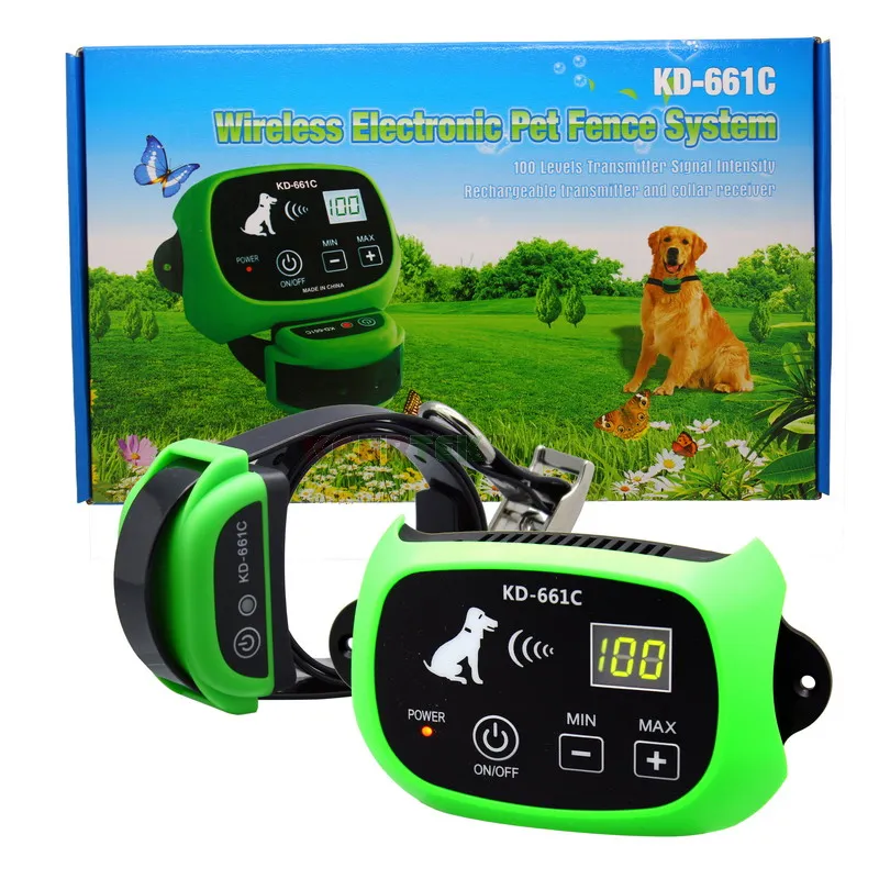 Green 1 Collar KPHRTEK KD-661C Водонепроницаемая перезаряжаемая Беспроводная электронная ограда для домашних животных система 1/2 собака Белый Зеленый Прямая поставка - Цвет: Green 1 Collar