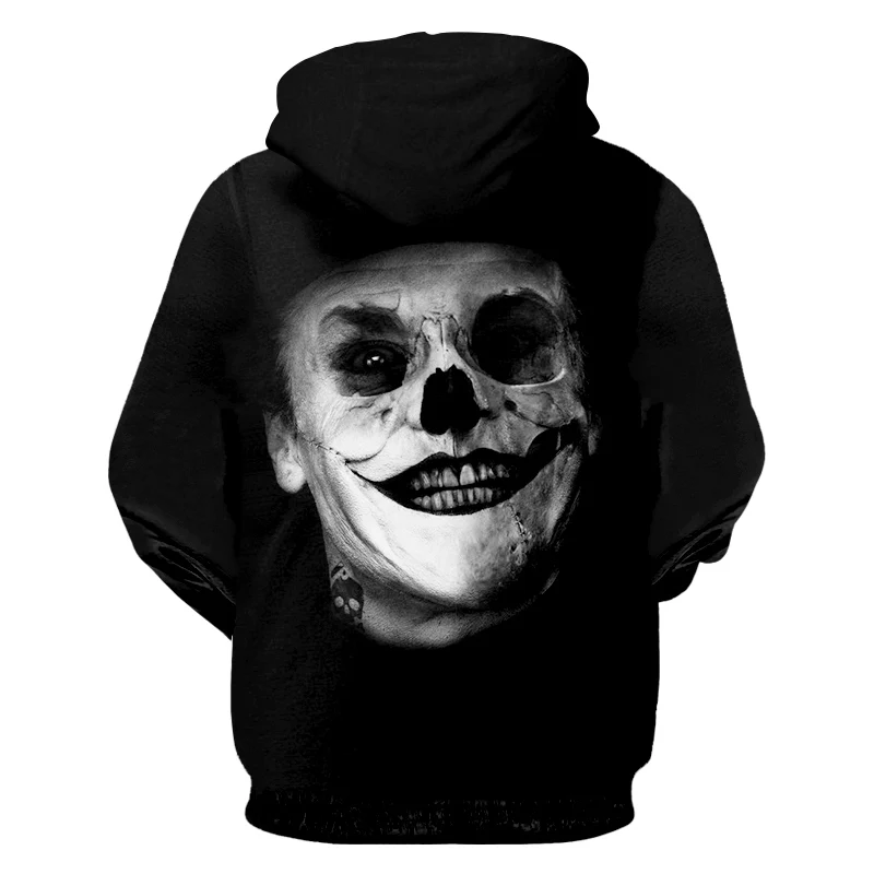 

UJWI Man Slim Zip Hoodies New Sweatshirt 3D Printed Clown Skulls Streetwear Plus Size 5XL Attire Male Winter Spring Coat