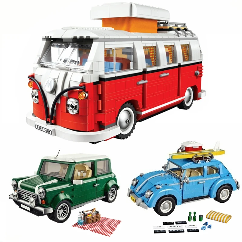 Создатель города Beetle Cooper MK VII T1 Camper Van Technic, строительные блоки, наборы, кирпичные модели, детские игрушки, детские классические друзья