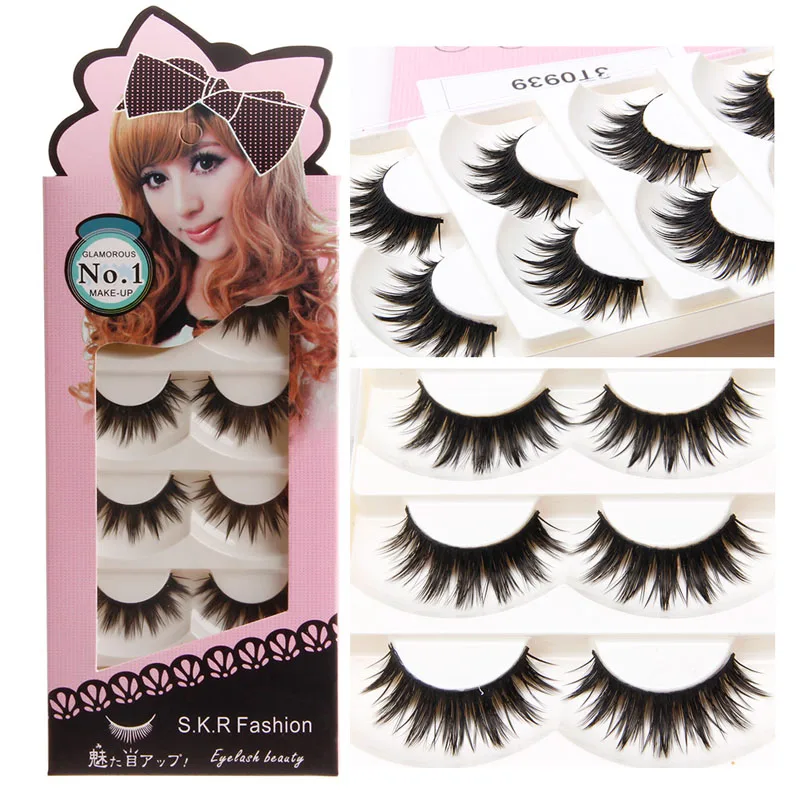 5 пар натуральных Мягких Длинных Черных ресниц ручной работы для макияжа густые