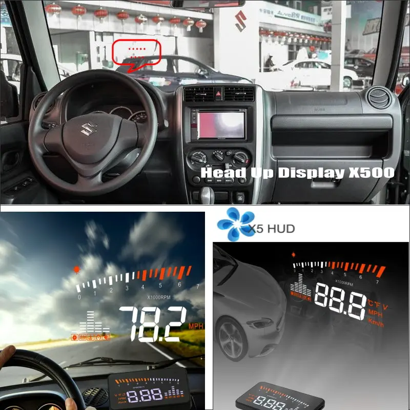 Car HUD Head Up Display For Suzuki Jimny JB43 Accessories Plug & Play Refkecting Windshield Screen Safe Driving Screen Projector