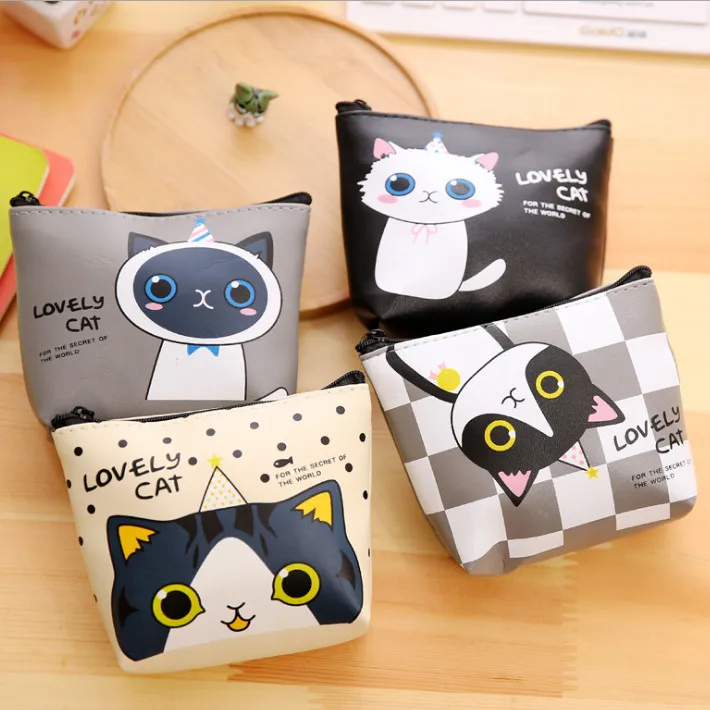 Новинка Модный женский кошелек для монет с котом милые винтажные кошельки сумки