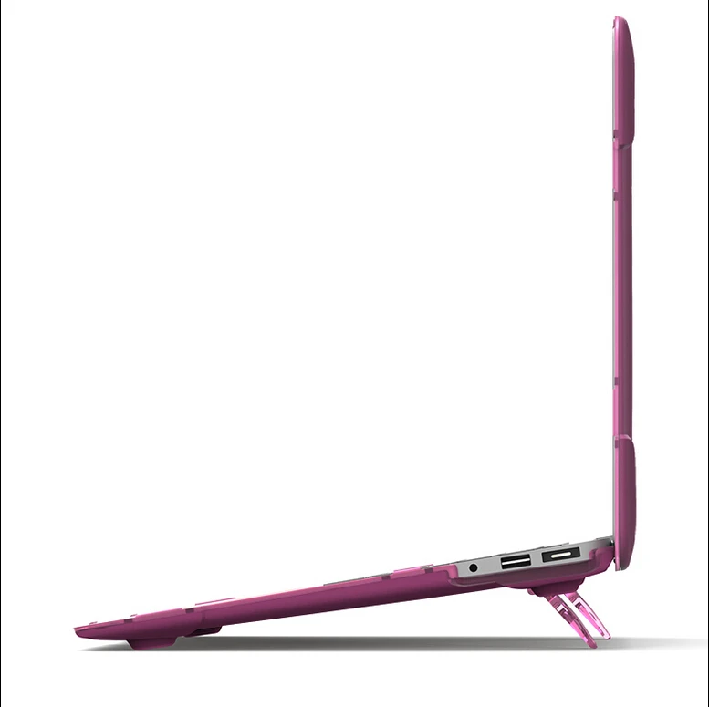 Purple Новейший дизайн ударопрочный жесткий чехол с подставкой для MacBook air 11 13 Pro 13 15 retina 12 13 15 Пластик& ТПУ защелкивающийся чехол - Цвет: Purple