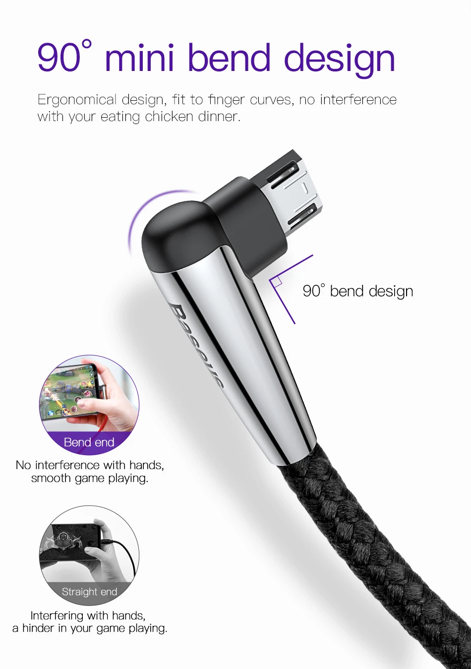 Двусторонний Micro USB кабель Baseus для быстрой зарядки и передачи данных для samsung Xiaomi Tablet Microusb Usb зарядное устройство Шнур адаптер