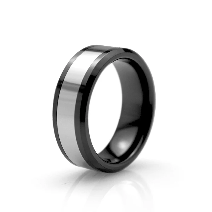 

2015 Hot Sale Class Ring Steel Inlaid Summer Style 8mm Ceramic Ring Women Men's Birthday Anniversary Gift Jewelry Size 9