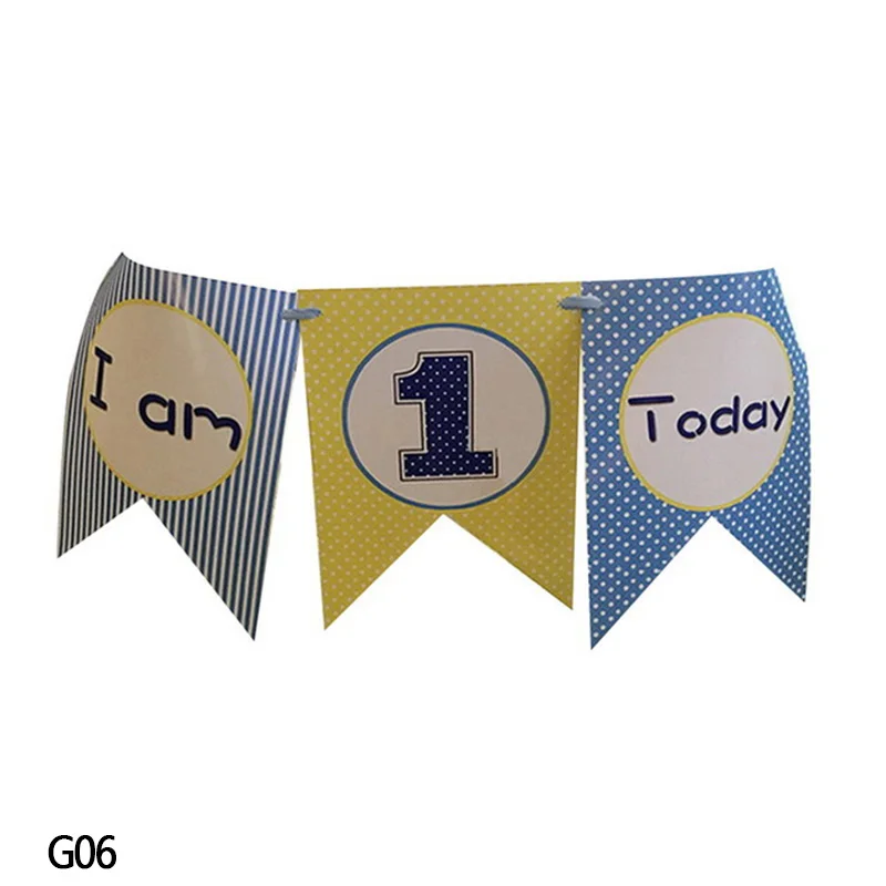 G06 1 комплект I am 1 Today подвесные украшения бумажный флаг прекрасный день рождения Бантинг для маленьких девочек и мальчиков один год реквизит для фото вечеринок украшения - Цвет: G06