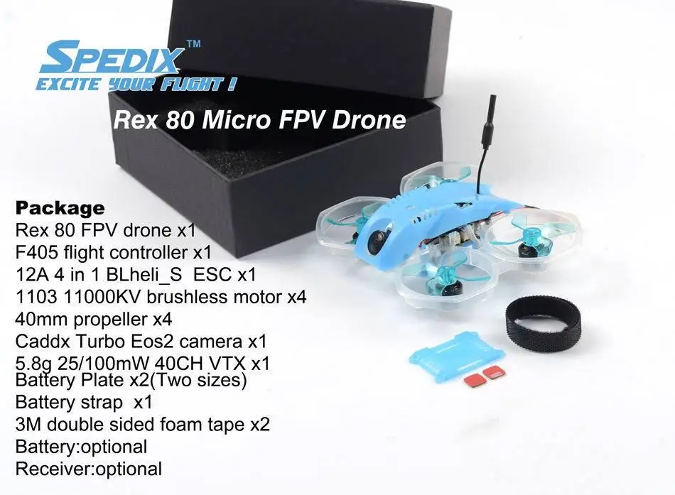 Spedix Рекс 80 мм дрона с дистанционным управлением Micro Бесщеточный 2 S Whoop небольшой гоночный Дрон с видом от первого лица F405 игровые джойстики Caddx Turbo Eos2 Cam 25/100 мВт 40CH VTX
