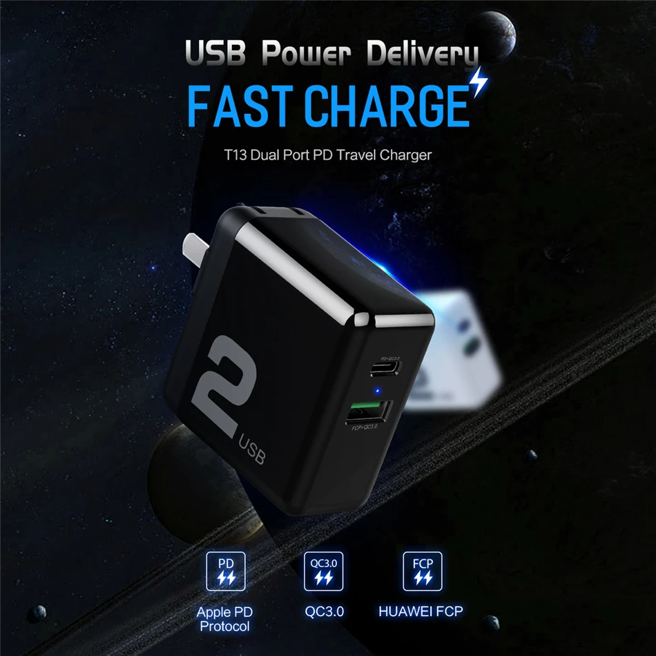 ROCK type-C PD USB зарядное устройство для мобильного телефона для iPhone X 8 Plus адаптер 36 Вт Быстрое настенное зарядное устройство 2 порта 3A Max PD зарядное устройство для Macbook