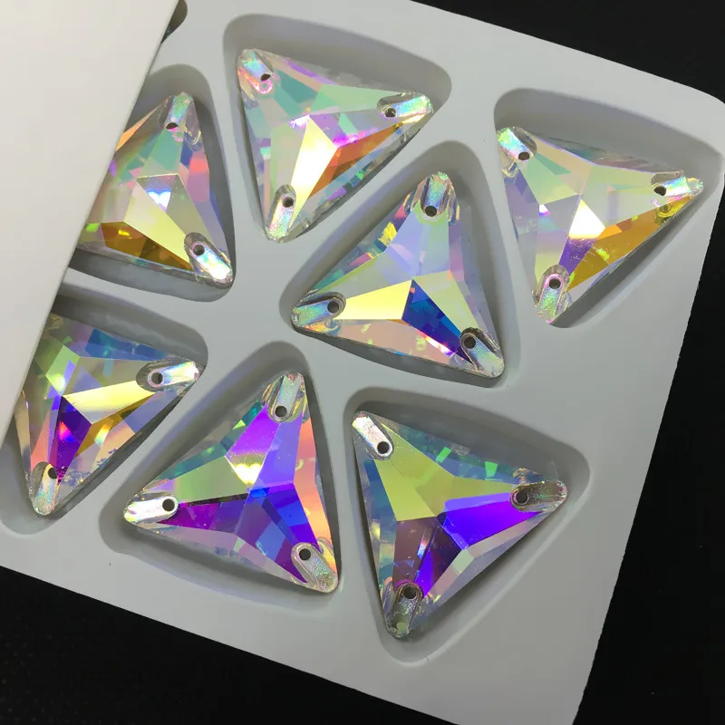 Прозрачный AB Цвет 12 мм 16 23 Стекло с украшением в виде кристаллов Triangleshape пришить