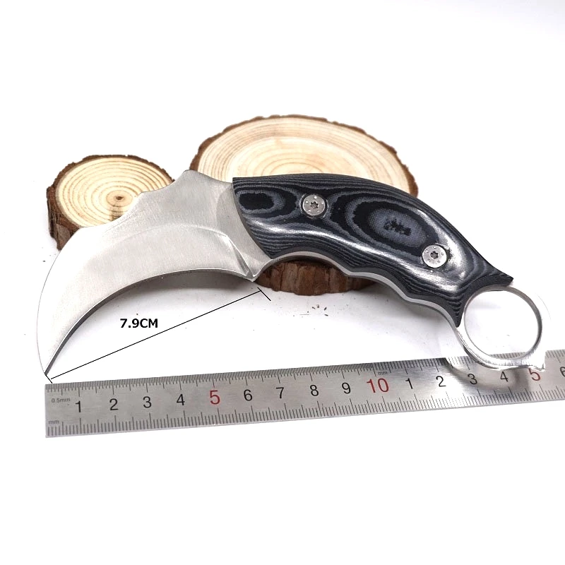 Охотничьи ножи Karambit с фиксированным лезвием, открытый нож-коготь, ручка Микарта, твердость 60HRC, инструмент для самозащиты, Походный нож для выживания