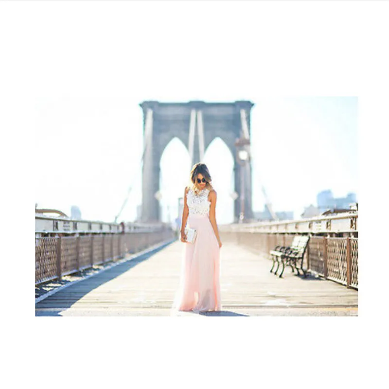 Женское платье-макси Пляжное длинное ажурное с вставками большого размера 2019 |