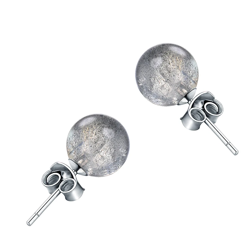 Labradorite Hutang 6 мм натуральный желтый агат серебро однотонные серьги-гвоздики 925 высокопробное ювелирное изделие тонкая мода камень ювелирные изделия для женщин подарок - Цвет камня: Labradorite
