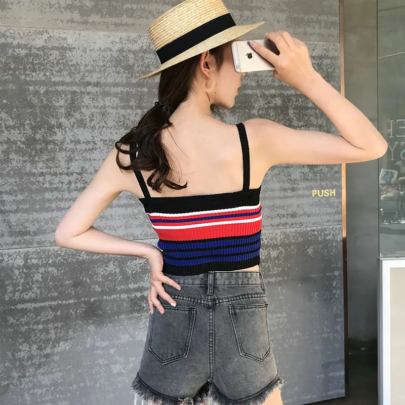 Летний топ Для женщин Трикотажная майка Boho Сексуальная с открытыми плечами