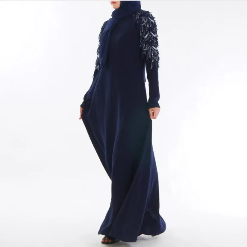Мусульманских взрослых прохладная ткань с блестками шить мусульманская абайя