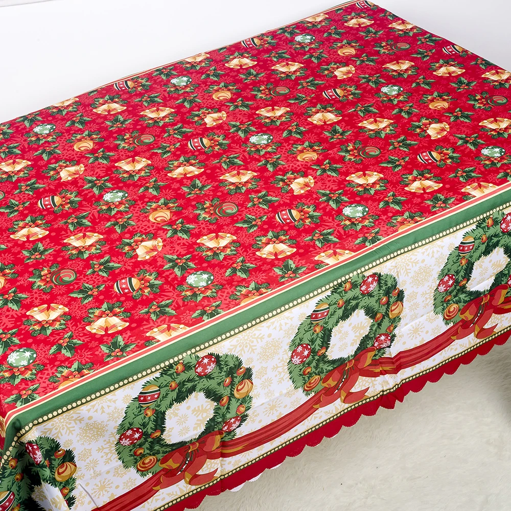 Красные рождественские скатерти Poinsettia Цветочные из ткани жаккардового переплетения Рождественская скатерть модный Декор