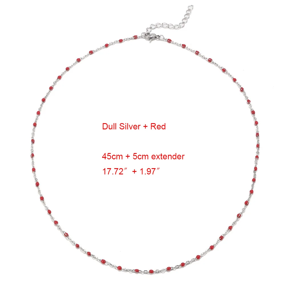 Dull Silver Red 1 шт. Нержавеющая сталь Золото/Серебро Изысканные милые цепи крошечные Колье чокер с бусинами спутниковый шарик ювелирные изделия подарок для женщин - Окраска металла: Dull Silver Red