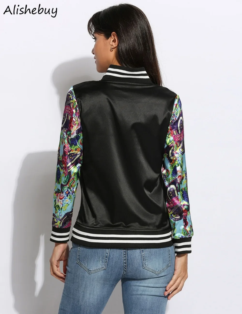 Цветочная Лоскутная куртка бомбер женская верхняя одежда с принтом Весенняя