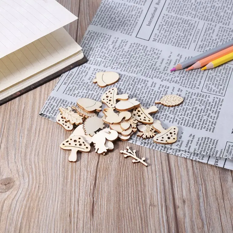 50 шт. лазерная резка дерево украшение деревянная форма животного ремесло