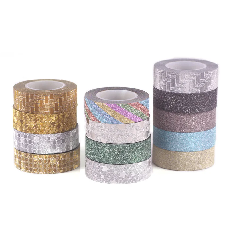 1 рулон цветная Блестящая Бумага васи лента японская декоративная металлическая