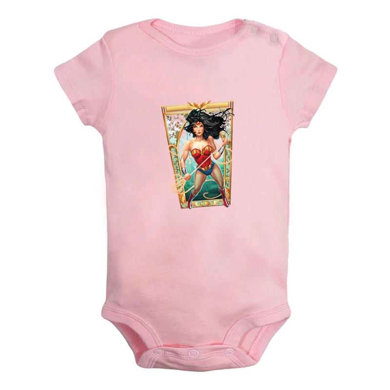 ieBodysuits3024P Чудо-Женщина ободок для волос в стиле Чудо-Женщина Супергерой Диана Принц Одежда для новорожденных девочек и мальчиков комбинезон с короткими рукавами, комбинезоны, комплекты из хлопка - Цвет: ieBodysuits3024P