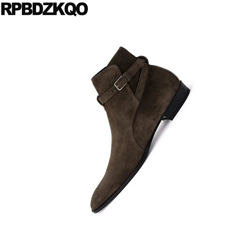

booties vintage motorcycle boots men party fall plus size pointed toe winter european autumn fur shoes suede genuine leather