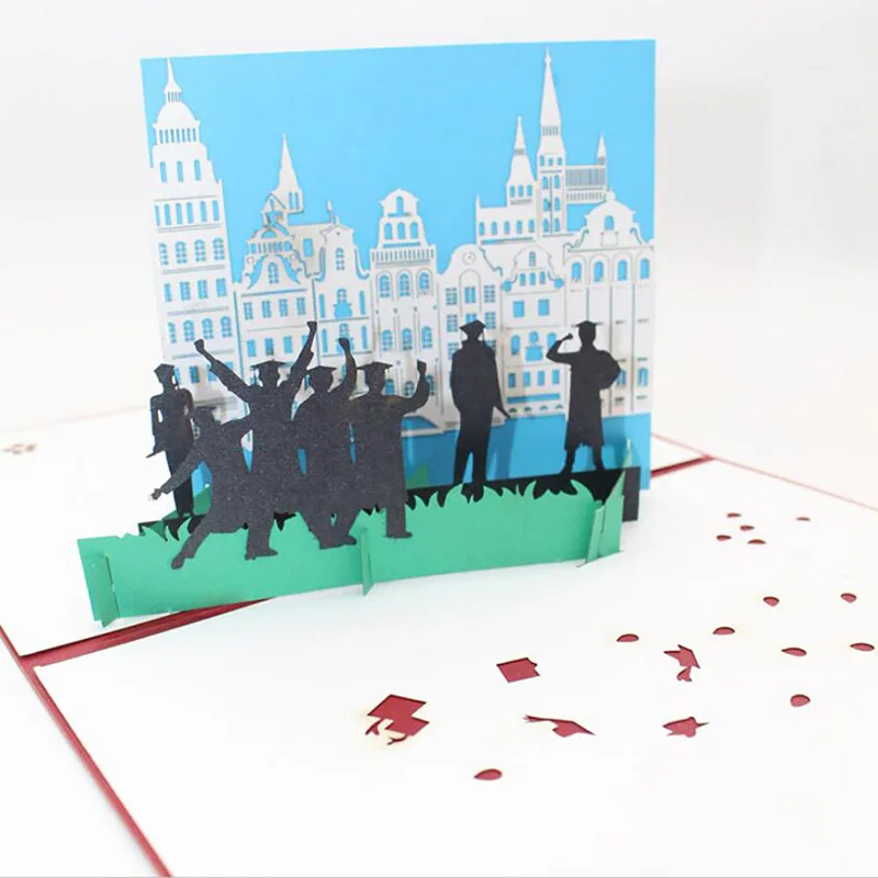 3D Laser Cut University Graduated Photographed Students Paper Greeting Card Bachelor Master Doctor Graduation Classmate Gift | Дом и сад