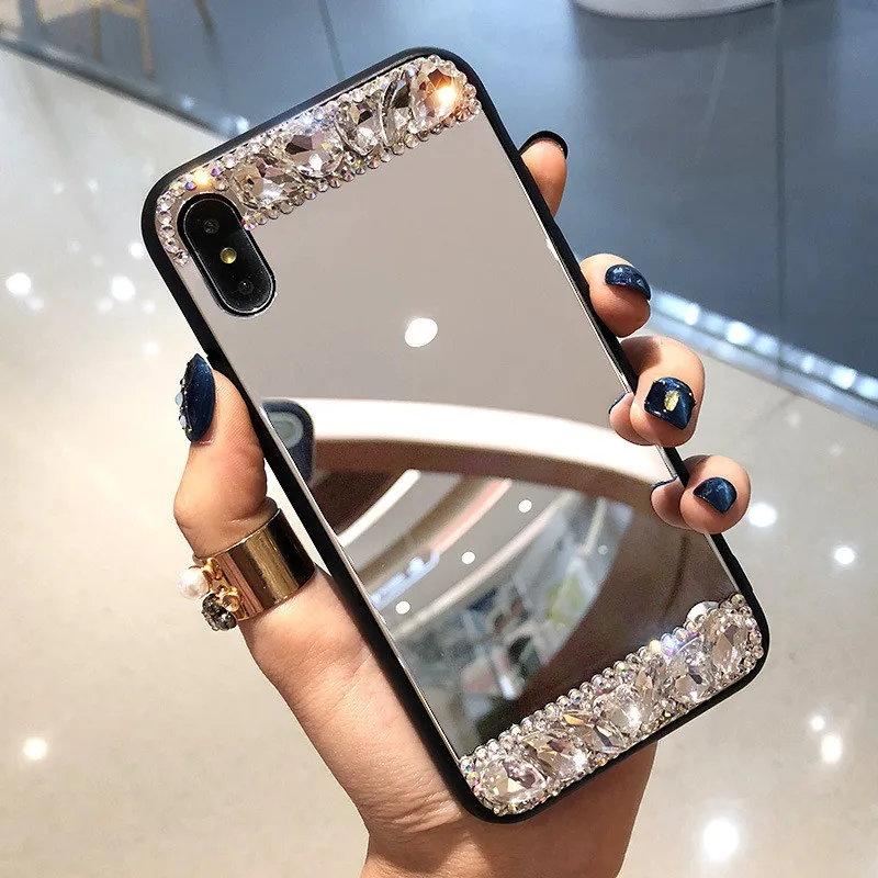 Зеркальный телефонный чехол со стразами для iPhone 11 Pro MAX XS Max XR сверкающая задняя