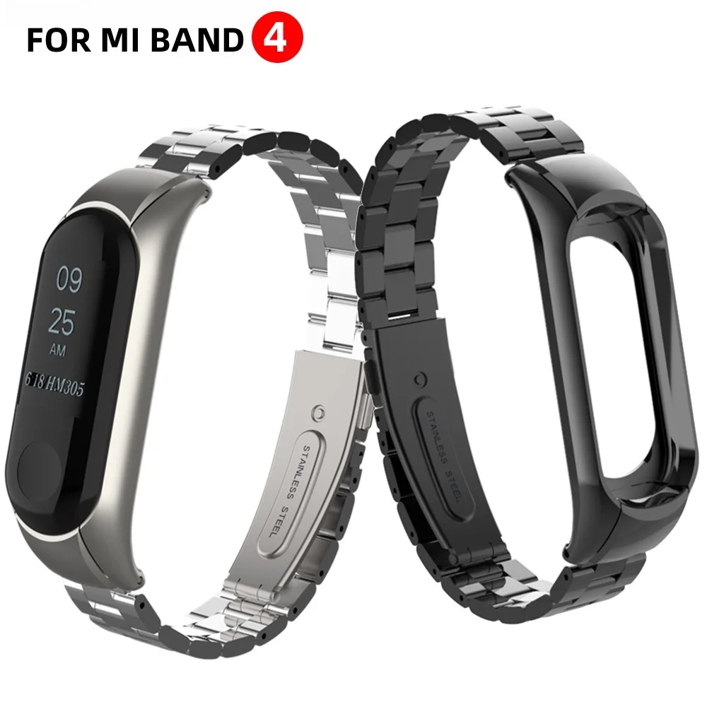 Металлический браслет из нержавеющей стали для Mi Band 3 4 совместимый