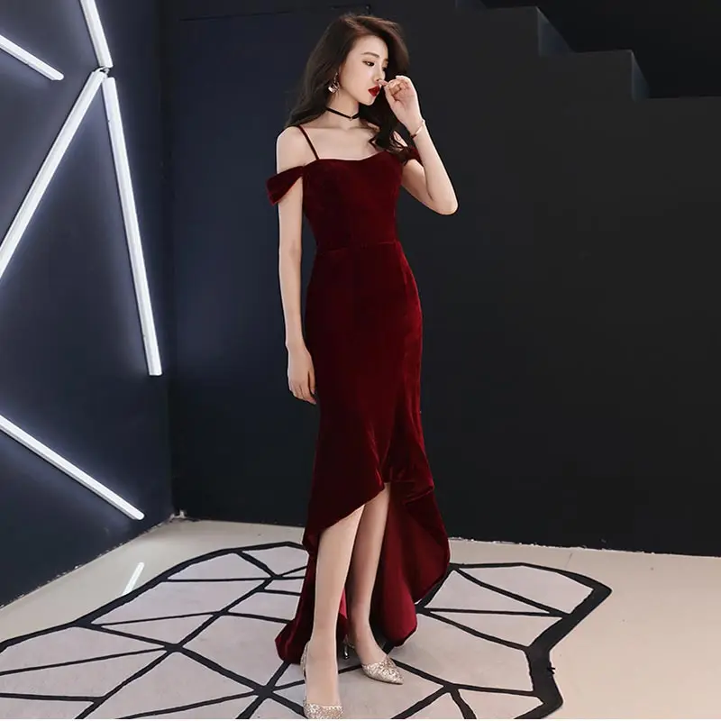 Женское велюровое платье FADISTEE бордовое вечернее с высокой посадкой 2019 | Свадьбы и