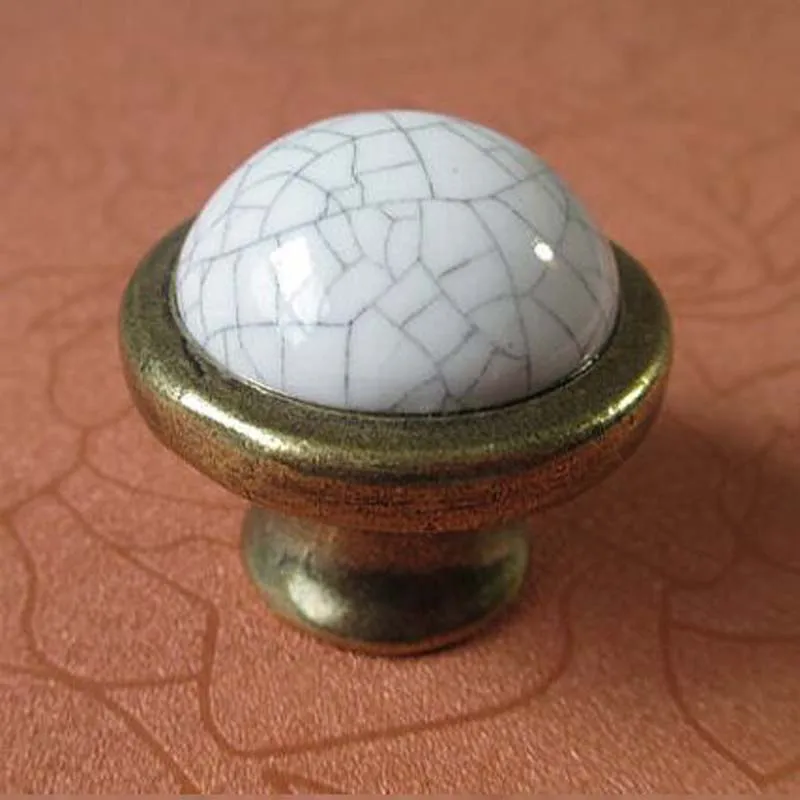 

Crack Ceramic Kitchen Cabinet Pulls Handles White Bronze Dresser Knobs Drawer Knob Antique brass Furniture handles knob