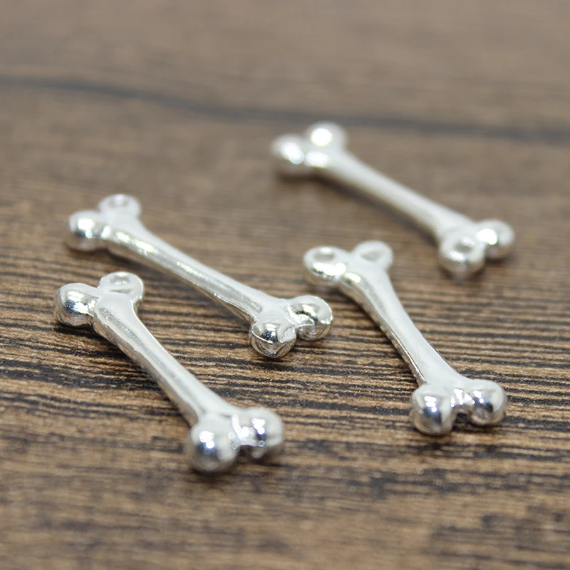 10 шт -- Bone charm 31x9x4 мм Яркий Серебряный тон Femur 2 сторонние Подвески Подвеска |