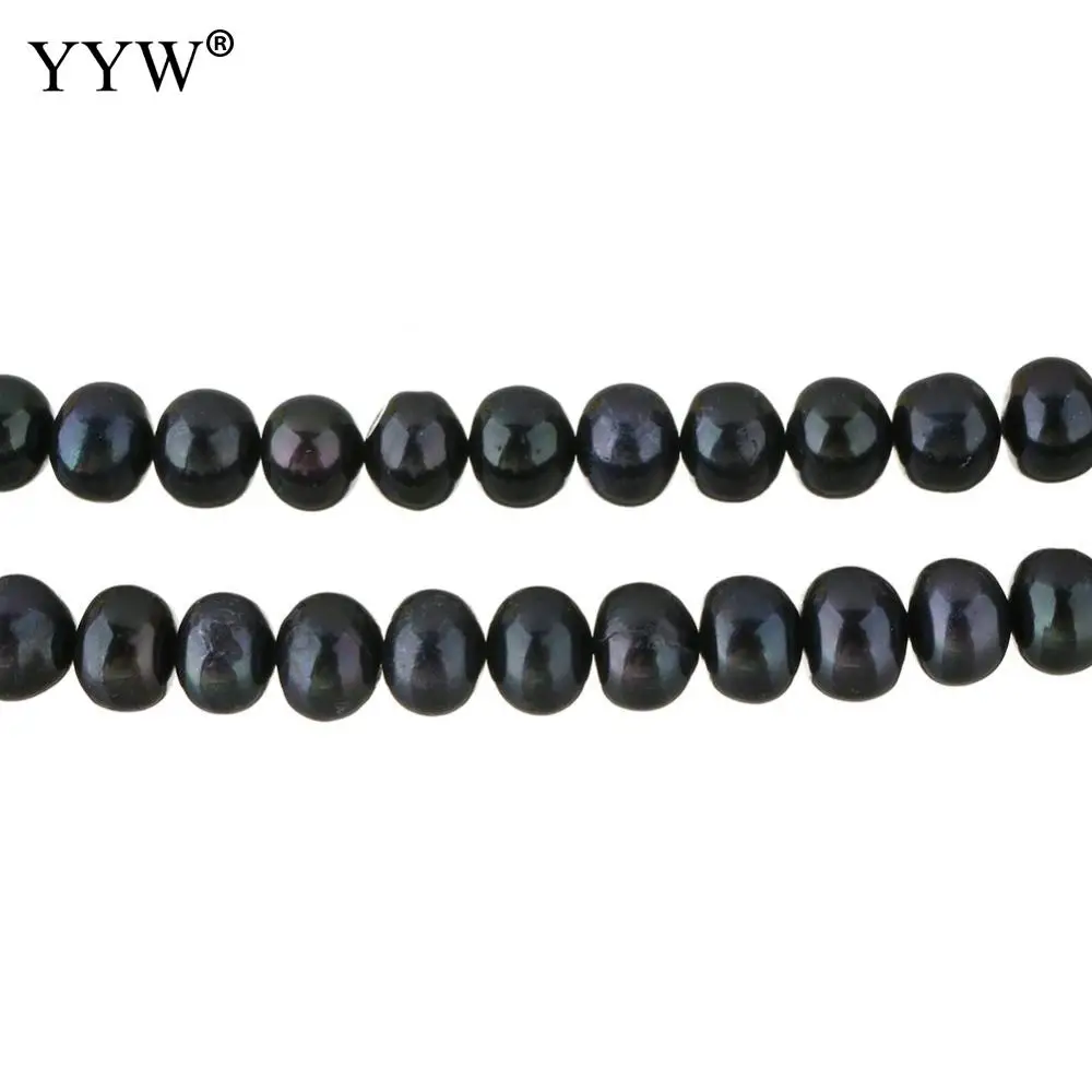 

7-8mm Black Cultured Potato Freshwater Pearl Stone Beads Strand 14.5" For DIY Necklace Bracelets Jewelry Making