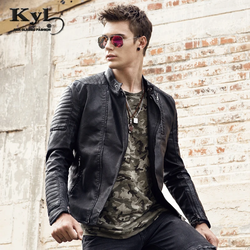Vogue кожаная куртка Для мужчин отложной воротник jaqueta de couro masculina PU S тонкий Кожаные
