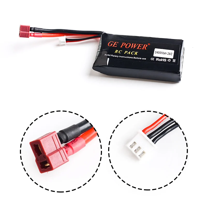 Обновленный Rc Lipo аккумулятор 2S 7 4 V 2400mah 25C Max 30C для Wltoys 12428 12423 1:12 RC автозапчасти |