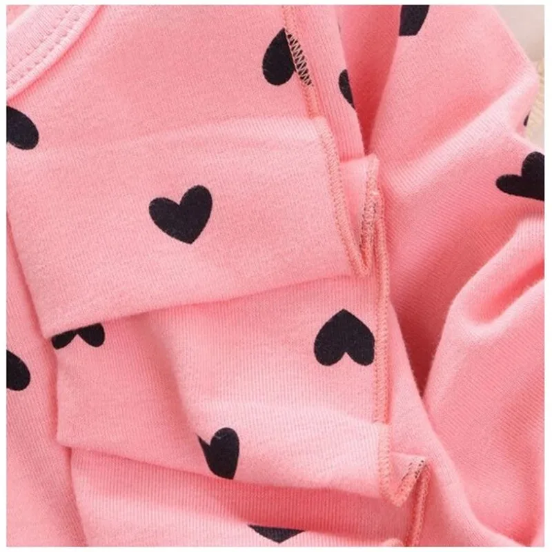Heart-shaped Print Bow Cute 2PCS Cloth Set Children Suit Baby Girl Clothing Top T shirt + Pants High quality |