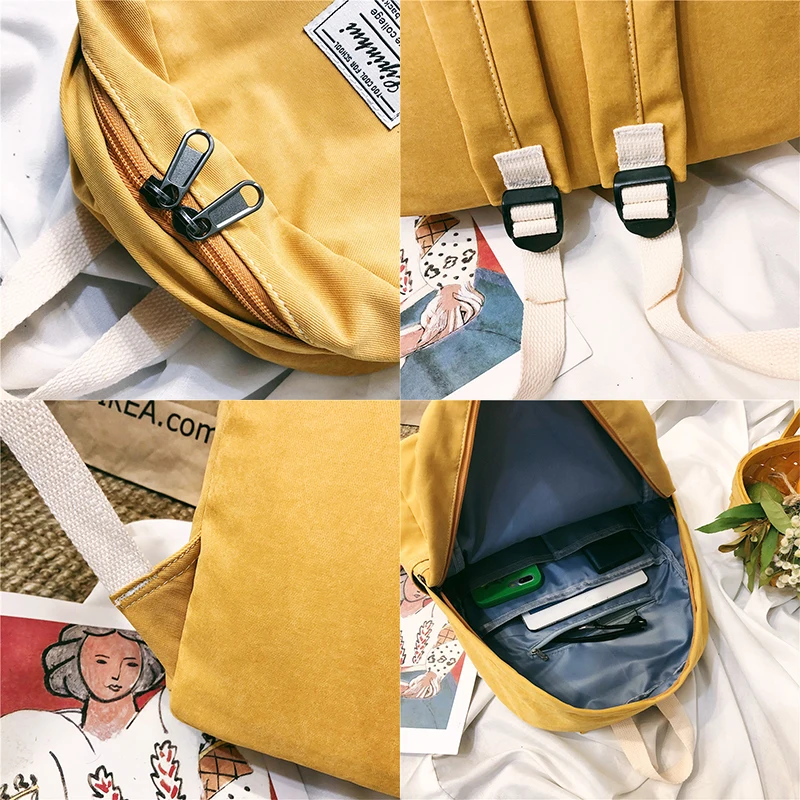 Cute Student Cotton Fabric Backpack Women School Bags For Teenage Girls Harajuku Backpacks Ladies Kawaii Luxury Female Book Bag
