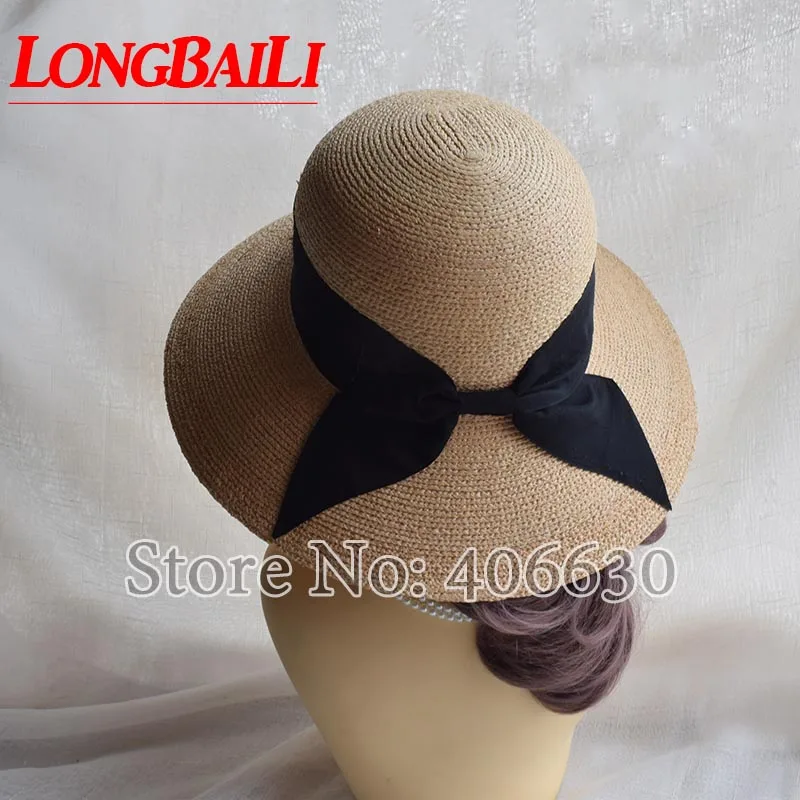

Summer 10cm Wide Brim Women Raffia Straw Sun Hat Female Beach Caps Free Shipping SWDS041