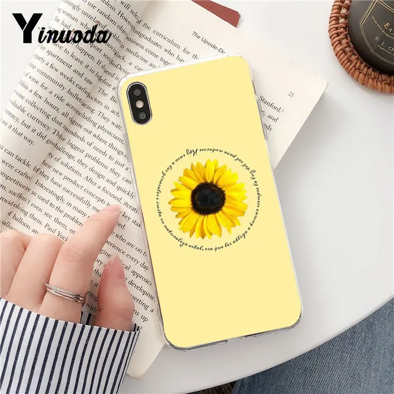 Yinuoda желтый стиль Подсолнух TPU прозрачный чехол для телефона iPhone X XS MAX 6 6s 7 7plus 8 8Plus 5