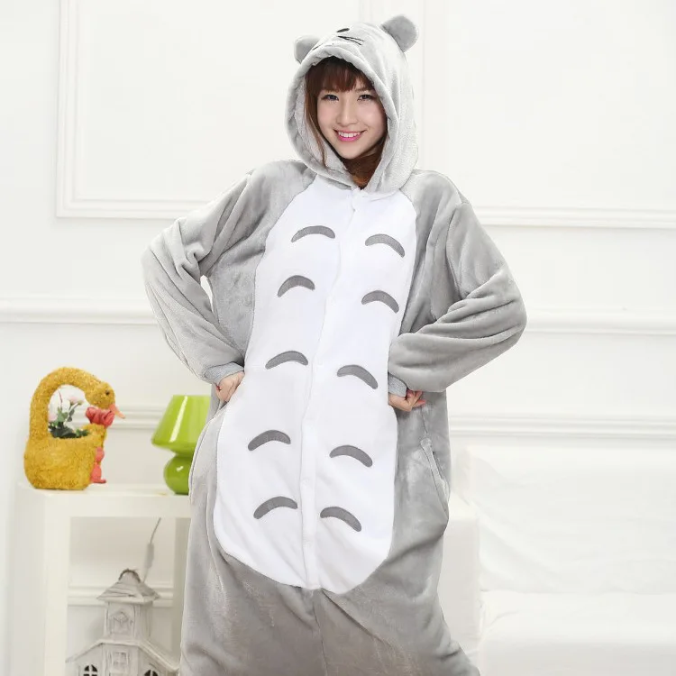 

Totoro Onesie Adult Women Animal Pajamas Suit Winter Jumpsuit Pijama Cosplay Flannel Warm Soft Sleepwear Onepiece