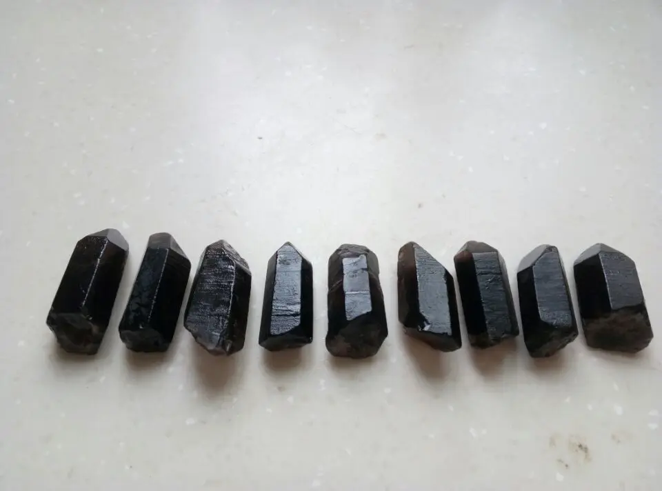 

12 True Black TIBETAN Quartz Crystal POINT Wand Powerful CHI Energy Gene