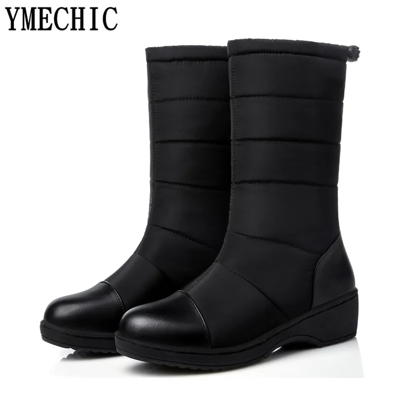 Женские зимние ботинки YMECHIC короткие черные красные синие теплые меховые на