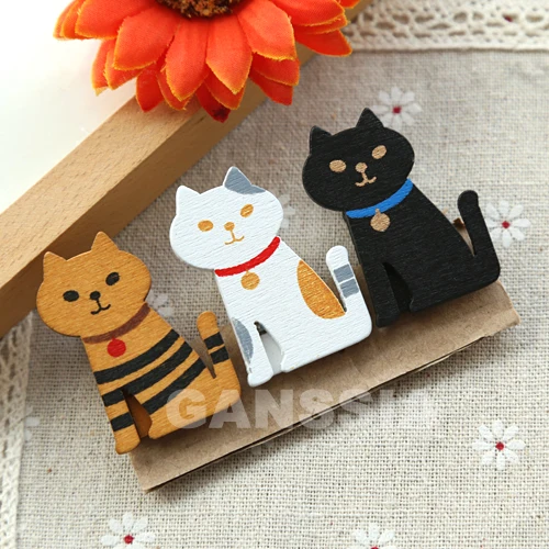 3 шт./компл. кошка деревянные зажимы для дизайна Kawaii Memo Office материал Подарочный