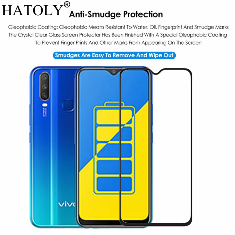 2 шт. закаленное стекло для Vivo Y17 защитная пленка экрана Y3 полное покрытие клея BBK