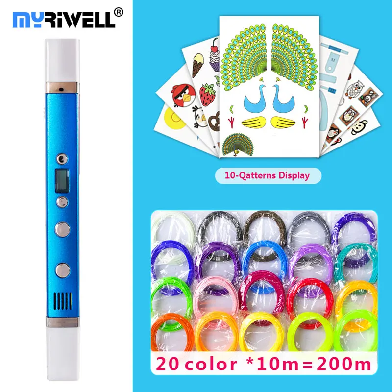 3d ручка myriwell ручки светодиодный дисплей зарядка через USB Smart3d модель лучший