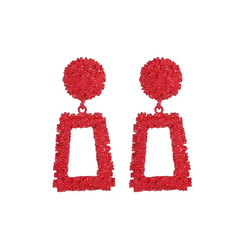 small style red Изысканные Винтажные серьги для женщин золотого цвета геометрические массивные серьги металлические серьги Висячие модные ювелирные изделия тренд - Окраска металла: small style red