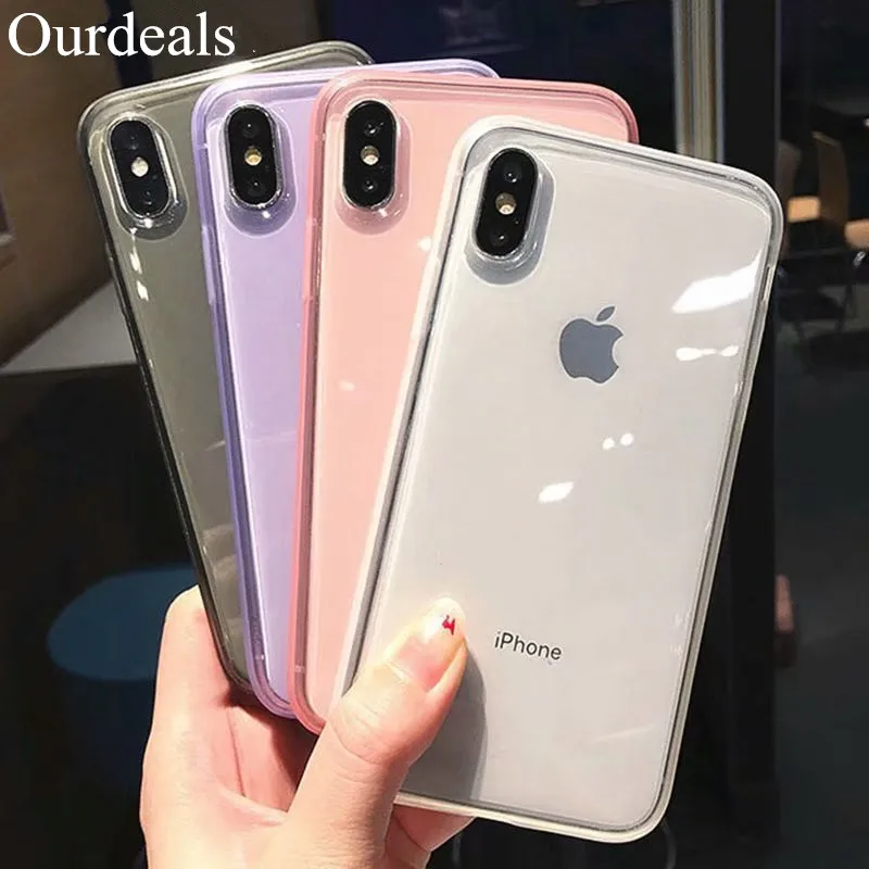 Ourdeals Простой Прозрачный мягкий чехол для телефона iphone XS MAX XR X 6 6s 8 7plus s стерео