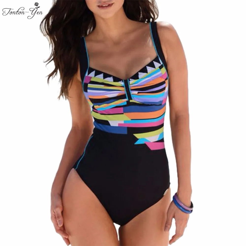 2018 New Arrival Vintage One Piece Swimsuit Swimwear One-Piece Swim Suit Biquini Swimming Push Up Black Free Shipping | Спорт и